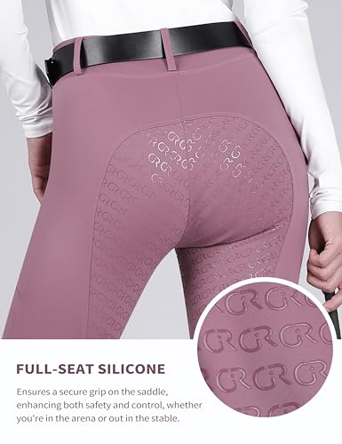 Women's Horse Riding Pants with Full Seat Silicone Grip - color: Pink, size: X-Small