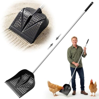 Thiswing Chicken Poop Scooper & Rake 2-in-1, Black - color: Black