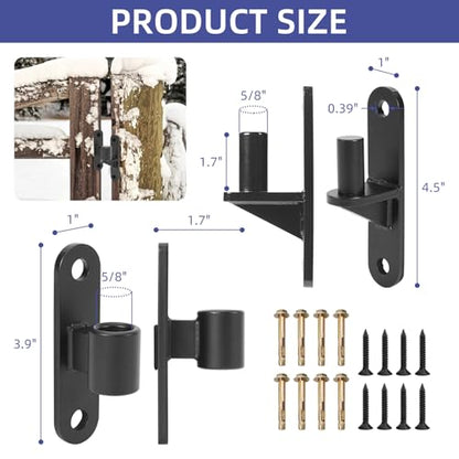 Gate Hinge 4 Set Wall Mount Gate Hinges 5/8'' Pin for Farm Gates Heavy Duty Carbon Steel Fence Gate Hinges with Screws, Black - color: Black-4 Set