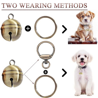 2 Extra-Loud Copper Dog Bells for Medium-Large Dog Collars - color: Glossy Bronze, size: Large