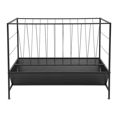 Pasture Hay Feeder - 50 Gallons, 2-in-1 Heavy Duty Hay Grain Livestock Feeder with 30 Gallon Feed Pan, Black Hay Grain Feeding Goats, Calves, Cow, Horse