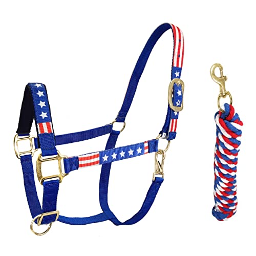 Derby Originals Patriotic Nylon Horse Halter with Matching 10ft Cotton Lead
