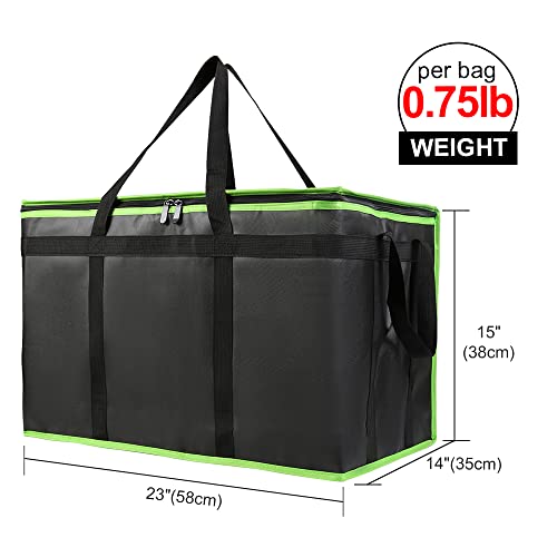 Bodaon Insulated Food Delivery Bag, XXX-Large Insulated Pizza Delivery Bags, Black with Green Edge, 1-Pack | Pizza Delivery Bags for Hot and Cold Food, Commercial, Large Capacity, Catering Cooler Bag for Rideshare, Warmers for Parties - color: Black-green