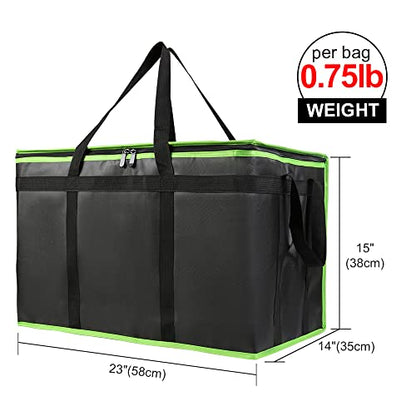 Bodaon Insulated Food Delivery Bag, XXX-Large Insulated Pizza Delivery Bags, Black with Green Edge, 1-Pack | Pizza Delivery Bags for Hot and Cold Food, Commercial, Large Capacity, Catering Cooler Bag for Rideshare, Warmers for Parties - color: Black-green