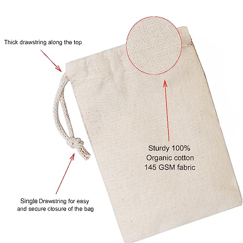 Premium Cotton Muslin Bags, 100% Organic Cotton with Single Drawstring. Premium Quality Reusable Eco-Friendly Natural Muslin Bags. (50, 12x20 Inhces) - size: 12 x 20 Inches