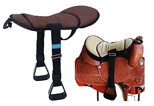 Horse Western Saddle Youth Neoprene Padded Seat Buddy Stirrups Brown 5138TS01BR