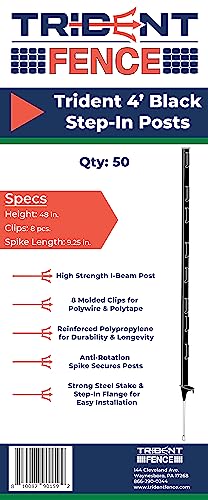 4' Poly Step-in Posts - Temporary Fence - Electric Fence (50 Pack - Black) - style: 50 Pack - Black