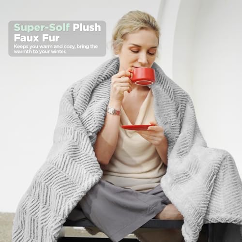 Templewet Heated Blanket Throw 50" x 60",Fluffy Electric Blanket,Gray | Timer Settings,Auto Off,Soft Sherpa Heated Throw Blanket,Machine Washable,Fast Heating for Sofa Bed Office Use,Gifts for Mom - color: Frosty Gray2