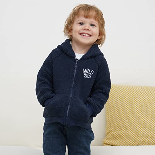 Newborn Infant Baby Boys Girls Cartoon Fleece Hooded Jacket Coat with Ears Warm Todder Kids Outwear Coat Zipper Up 0-6Y - color: Navy Blue, size: 9-12 Months