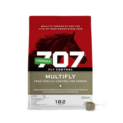 Formula 707 MultiFly Feed-Thru Fly Control Pellets for Horses - Palatable & Safe Fly Population Reduction (10 lb Bag - 182 Servings) - size: 10 lb Bag