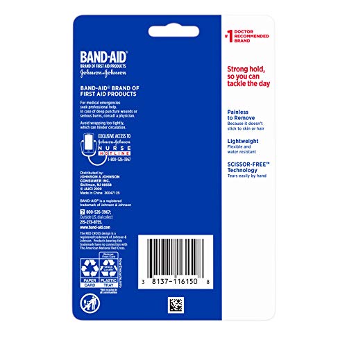 BAND-AID Brand of First Aid Products Tough Wrap, 2 in x 2.5 yd, 1 Roll | Self-Adhesive Bandage Wrap, Durable Protection for First Aid, Flexible Waterproof Wound Care for Minor Cuts, Scrapes & Burns - style: Tough Wrap