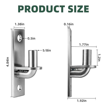 2 Pack(4pcs) Wall Mount Gate Hinges,Set with 5/8" Hinge Pin for Farm Gates, Chain Link Fence Gate, Capacity up to 600lbs(Screws Included)