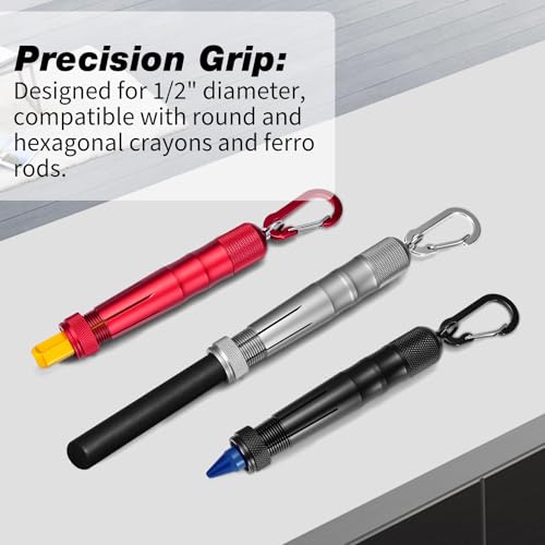 Aluminum Lumber Crayon Holder for 1/2 in Round/Hex Crayons, Red, 2 Pack - color: Red-2