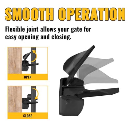 VIVIDA Black Butterfly Gate Latch, 1-3/8" to 1-5/8" Wall Mount Latch, 1 PCS - color: Black, 1 Pack