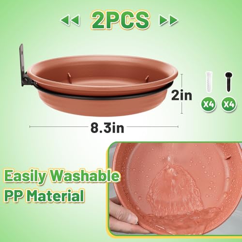 Alphatool Fence Bird Feeders Tray, 8.3'' Dia., Brown, 2 Pcs - color: Brown, size: 2pcs