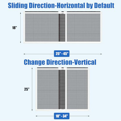 6 Pack Expandable Window Screen, 2 Way Sliding Adjustable Window Screen, Horizontal (18" H x 25" - 45" W), Horizontal and Vertical Adjustable, Durable Replacement Screen for Window, Window Screen Mesh - size: 18"H x 25"-45"W