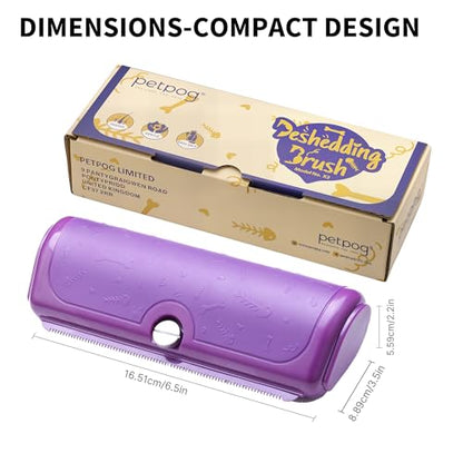 Dog and Cat Deshedding Brush, Purple - color: Purple