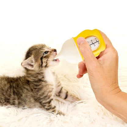 Ergonomic Pet Nursing Bottle,Puppy Bottles for Nursing Puppy Milk - 20ml Slow Flow Kitten Bottle Feeding kit for Newborn Kittens/Puppies/Small Animals, Easy-Clean Silicone Feeder (‌Yellow‌) - color: ‌Sunbeam Yellow‌