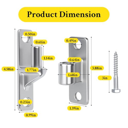 WellMade 4 Pack Heavy Duty 304 Stainless Steel Gate Hinges – Wall Mount, Non-Weld One-Piece Design, Supports 600lbs, Rustproof for Farm/Barn/Fence Gates (Screws Included)