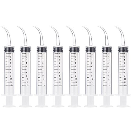 TecUnite 8 Pcs Syringe Dental Irrigation Syringe with Curved Tip - style: With Measurement