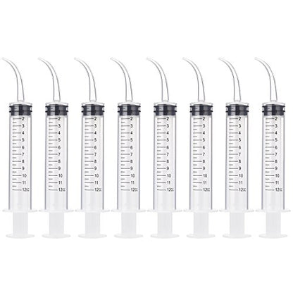 TecUnite 8 Pcs Syringe Dental Irrigation Syringe with Curved Tip - style: With Measurement
