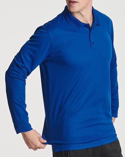 3 Pack Mens Long Sleeve Polo Shirts Dry Fit Golf Work Casual Collared Tops - color: Set 7, size: Small