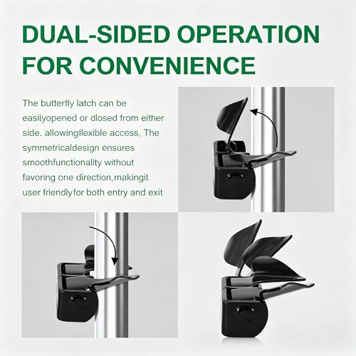 Wall Mount Butterfly Latch 1-3/8" to 1-5/8", Gate Fork Lock - color: Black