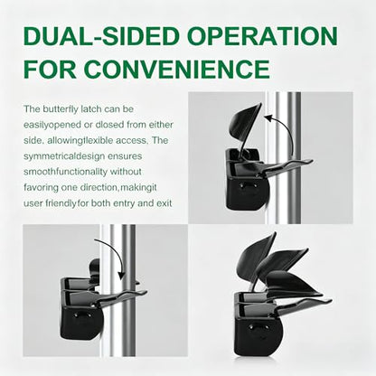 Wall Mount Butterfly Latch 1-3/8" to 1-5/8", Gate Fork Lock - color: Black