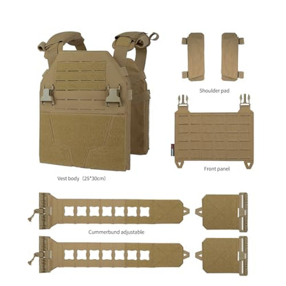 YAKEDA Tactical Training Vest with PALS System - Adjustable Straps Quick-Release Buckle for Hunting - color: Tan