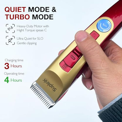 Professional Heavy Duty 2 Speed Dog Grooming Clippers, 4 Blades(1/3/6/9mm)