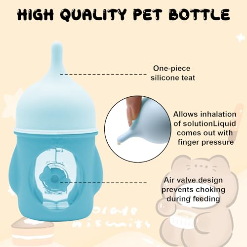 Pet Feeder Bottle Kitten Bottle Anti Choking Design(Blue,20 ml) - color: blue