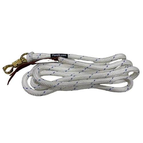 PARELLI 12 Foot Training Rope - Strong Everyday Use All-Purpose Horse Lead Rope with Loop & Latigo Popper | 9/16" Diameter Smooth Yachting Braid, White - color: White