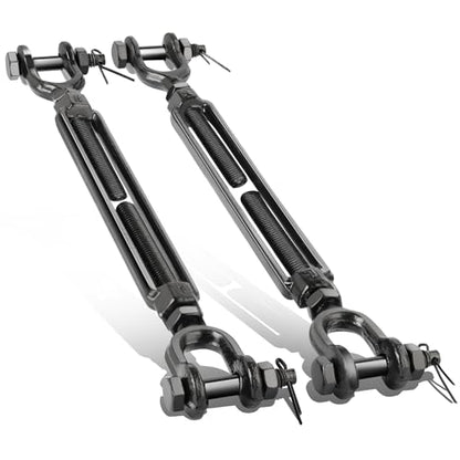 3/8" Cable Turnbuckle, Black Jaw and Jaw Turnbuckles - 1200 lbs WLL - size: 2 Pcs 3/8” x 11.5”