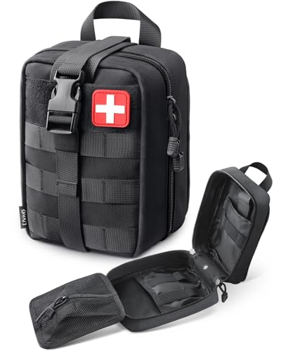 LIVANS 1000D First Aid Bag Empty, Medical Ifak Pouch for Emergency & EMT - color: Black-small Size(5.7"lx 3.4"w X 7.9"h)
