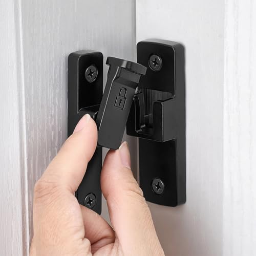 Black 90 Degree Zinc Alloy Barn Door Latch, Flip Gate Lock - color: Black_90 Degree