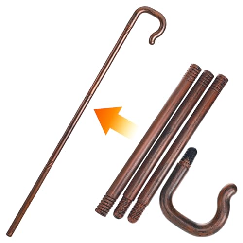 Lurrose Halloween Decorations Shepherds Costume Crook Staff Antique Walking Cane Shepherd Like Hook Cane Halloween Prop Stick Biblical Costume for Halloween Costume Accessory