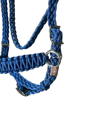 pony bitless bridle horse tack side pull hackamore royal blue