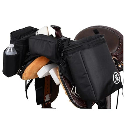 Reinsman Pommel Cooler Bag | Equestrian Durable Convenient Spacious 2-Side Nylon Insulated Bag with Stainless Steel Hardware | Easy Attachment to The Swell with Adjustable Strap - color: Black