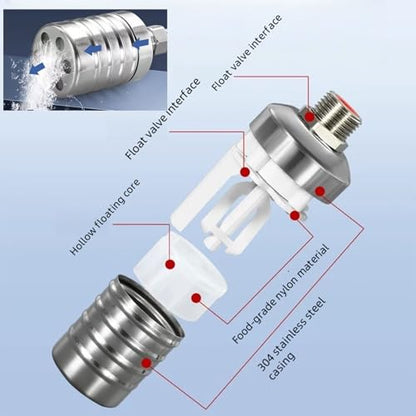 Float Valve1/2" 3/4" Auto Shut Off Mini Float Valve,304 Stainless Steel Auto Water Level Control Valve for Water Tank,Pool,Water Tank, Livestock Troughs 2pcs