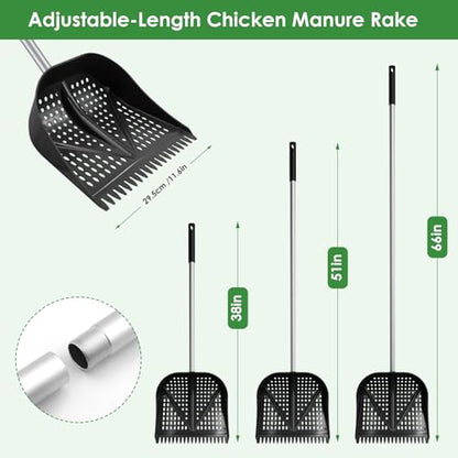 Thiswing Chicken Poop Scooper & Rake 2-in-1, Black - color: Black