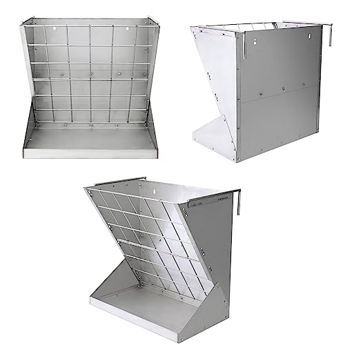 Heavy-Duty Hay Feeder,Combo Goat Horse Feeder for Hay and Grain,Galvanized Metal Wall Mounted Livestock Feeder with Adjustable Distance ﻿for Deer,Seep,Pony and Miniature Horses