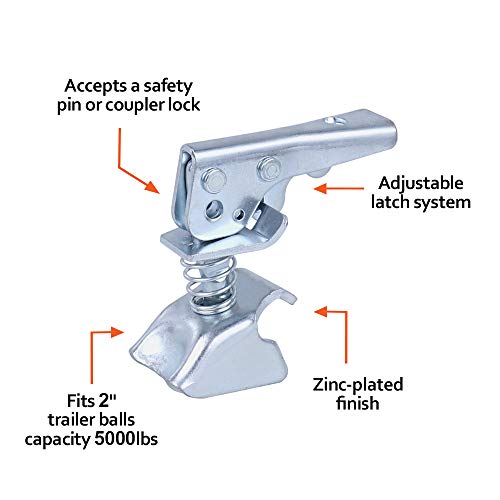 Trailer Coupler Latch 2 Inch 5000 lbs Locking Component | Zinc-Plated Steel with Rust Resistant Finish for Boat, Camper and Utility Trailer Couplers - size: 2" 5,000 lbs