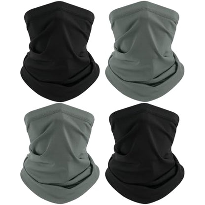 TICONN Neck Gaiter for Men Women, Cooling Bandana Face Mask Cover Gator - color: 2 Black+2 Dark Gray, style: Quick Dry