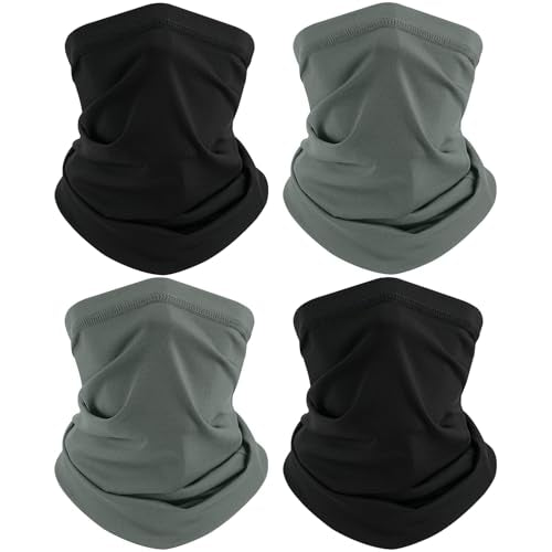 TICONN Neck Gaiter for Men Women, Cooling Bandana Face Mask Cover Gator - color: 2 Black+2 Dark Gray, style: Quick Dry