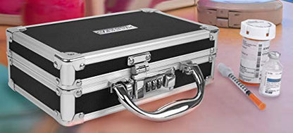 Vaultz Locking Medicine Case, Combination Lock Box, 3-Pack, Briefcase Style | Reinforced steel corners and chrome handle, organized interior with mesh pocket and elastic securing straps - size: 3 Pack