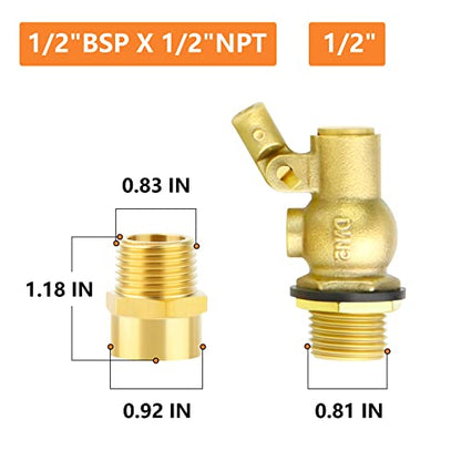 GASHER 1PCS 1/2" 304 Stainless Steel Float Ball Valve with 1/2"G Female x 1/2"NPT Male Adapter, DN15 Adjustable Water Tank Float Ball Valve for Stock Tank Pool Water Level Control - size: 1/2" DN15