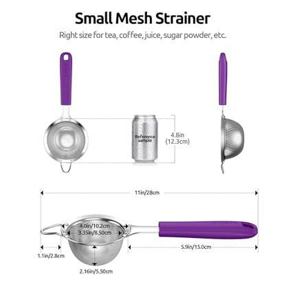 U-Taste Fine Mesh Strainer, 18/8 Stainless Steel Sieve 30 Mesh, S/Purple - color: (5) Purple, size: S-3.35in
