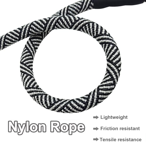 MayPaw Heavy Duty Rope Dog Leash, 3/4/6/7/8/10/12/15/20/30FT Nylon Pet Leash, Soft Padded Handle Thick Lead Leashes for Large Medium Dogs (Black, 1/2" * 3') - color: black, size: 1/2" * 3'
