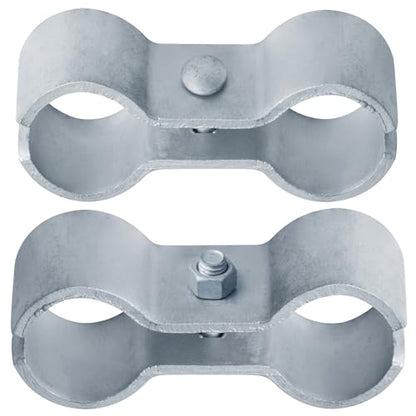 2 PCS Heavy Duty Chain Link Fence Saddle Panel Clamp Fits 2-3/8" OD Pipe - size: 2-3/8" x 2-3/8"