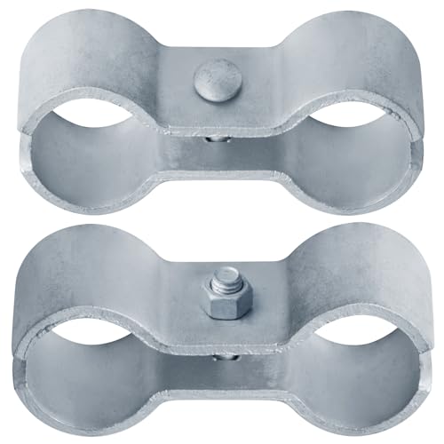 2 PCS Heavy Duty Chain Link Fence Saddle Panel Clamps Fits 2-3/8" OD Pipe (Pack of 3) - size: 2-3/8" x 2-3/8" (Pack of 3)